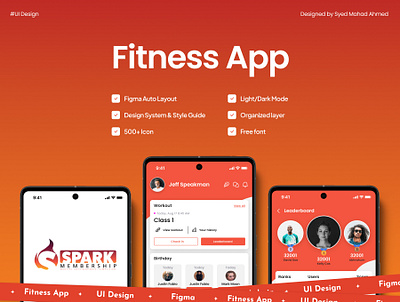 Fitness App UI Design branding fitness app gym app gym schedule app mobile app sparkfitnessapp ui ui design