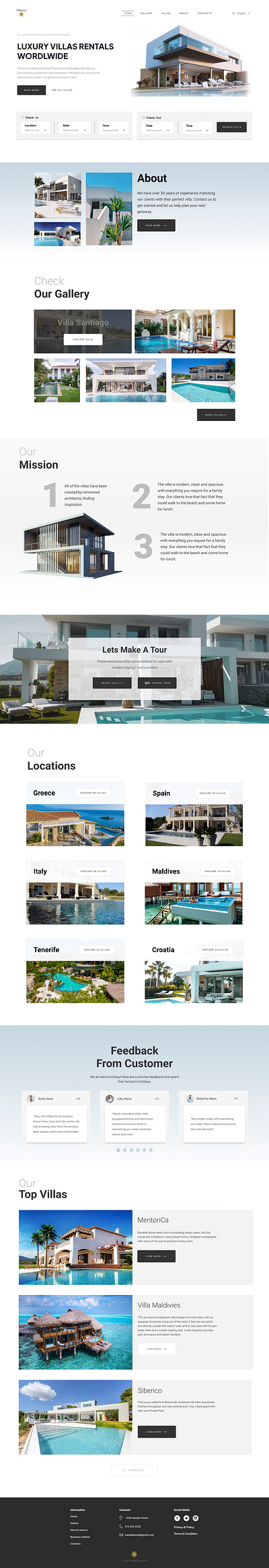 VillaLoca- Landing Page 3d apartament blue booking concept design grey landing page logo luxury portfolio ui villa webdesign website white