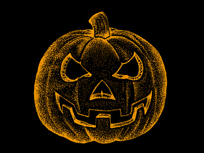 Evil Pumpkin carved dots dotwork drawing evil face halloween haunted illustration illustrator ink jack o lantern pen pen and ink pointillism pumpkin scary smile spooky stipple