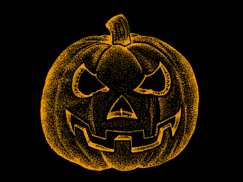 Evil Pumpkin carved dots dotwork drawing evil face halloween haunted illustration illustrator ink jack o lantern pen pen and ink pointillism pumpkin scary smile spooky stipple