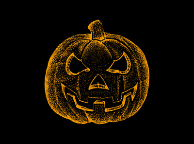 Evil Pumpkin carved dots dotwork drawing evil face halloween haunted illustration illustrator ink jack o lantern pen pen and ink pointillism pumpkin scary smile spooky stipple