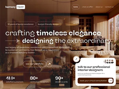 Interior design agency landing page UX/UI Design interior design landing page real estate ui design ux design