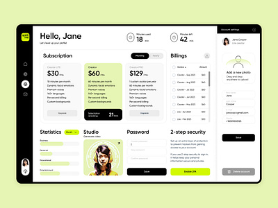 Dashboard Profile Page billing dashboard dashboard design design interface preferences pricing product design saas settings ui ui ux user interface ux