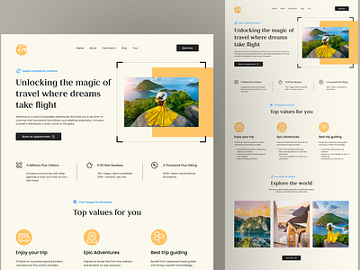 Travel Agency website ; landing page adventure booking design home page landing landing page landingpage tour tourism travel travel agency travel app travel website travelling trip trip planner ui vacation web page website design