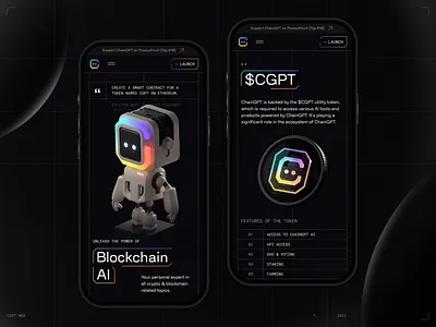 ChainGPT — Mobile UI Design for Blockchain AI 3d 3d character ai ai design ai helper ai service blockchain blockchain ai blockchain ui crypto crypto design cryptocurrency interactive 3d interactive character mobile ui responsive design ui
