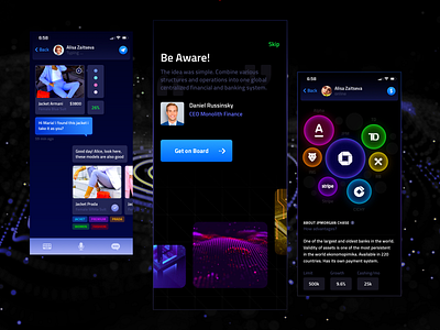 crypto app b2b 2d b2b bank app be aware c4f ceo chase chats app dashboard finance app graphic design iphone app market app onboarding product skip stocks ui ux wallet app