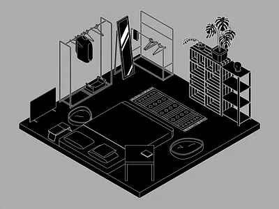 Bedroom illustration isometry