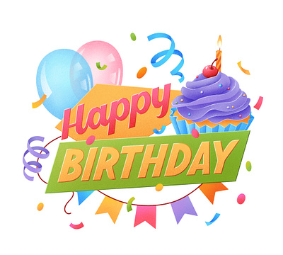 Happy birthday lettering font graphic design happy birthday illustration lettering lettering design letters raster raster illustration typo typography