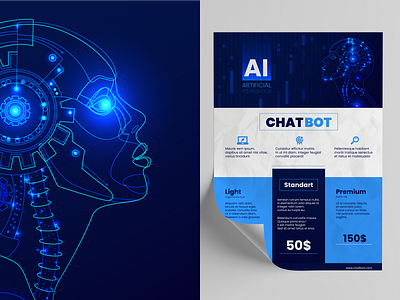 Advertising poster for a chat bot using artificial intelligence advertising poster aiassistant artificial intelligence benefits chatbot customer service graphic design innovation product marketing vector vector illustration virtual assistant