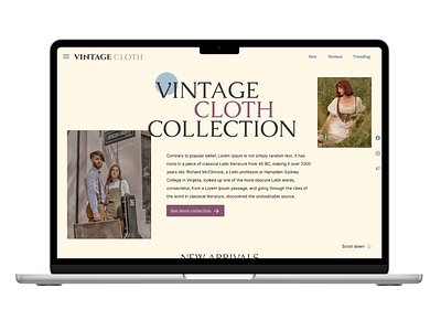 Vintage Cloth Website Landing Page cloth fashion homepage landingpage ui ux vintage webpage website