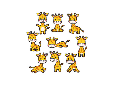 Giraffe Doodle Cartoon babygiraffe cute cutegiraffe doodle giraffe icon illustration logo vector