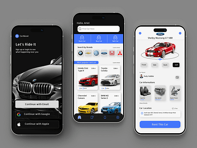 Rent Car App " My Second Exploration " 🙌 3d design app blue car car logo clean minimalist rent app ui ux