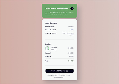 DAY 017 / PURCHASE RECEIPT confirmation daily ui dailyui mobile order summary purchase receipt ui