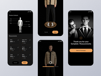 SpTailor- Measurements posture analysis page design | app design app best app design figma graphic design mobile app new app tailor tailor app ui typography ui design ux