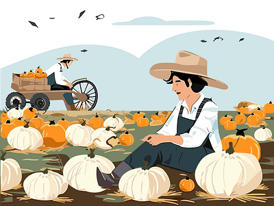 Thanksgiving Bounty - Farmers' Pumpkin Harvest Celebration abundant harvest farmers harvest farming on thanksgiving gratitude and harvest holiday joy pumpkin harvest rural thanksgiving seasonal artwork seasonal farmwork seasonal illustration thanksgiving celebration thanksgiving day thanksgiving happiness thanksgiving mood thanksgiving tradition