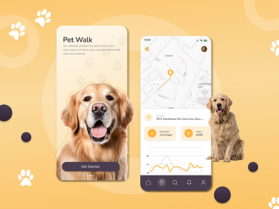 Pet Walk Application 2023 2024 animals app branding cat dog indoor latest maps outdoor outstanding personal pet pets tracking trending ui ux wildlife
