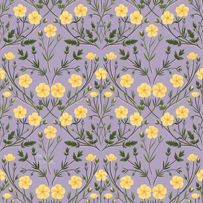 Buttercups Surface Pattern botanical botanical surface pattern floral floral pattern flower pattern flowers illustration surface pattern