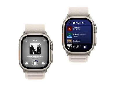 Day 9 >Daily Ui Challenge amazon music apple music apple watch ultra dailyui music player spotify watch os