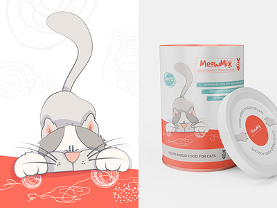 Illustration and packaging of cat food attractive design cat food design for pets illustration illustration art packaging design packaging solutions product packaging target audience vector vector illustration visibility