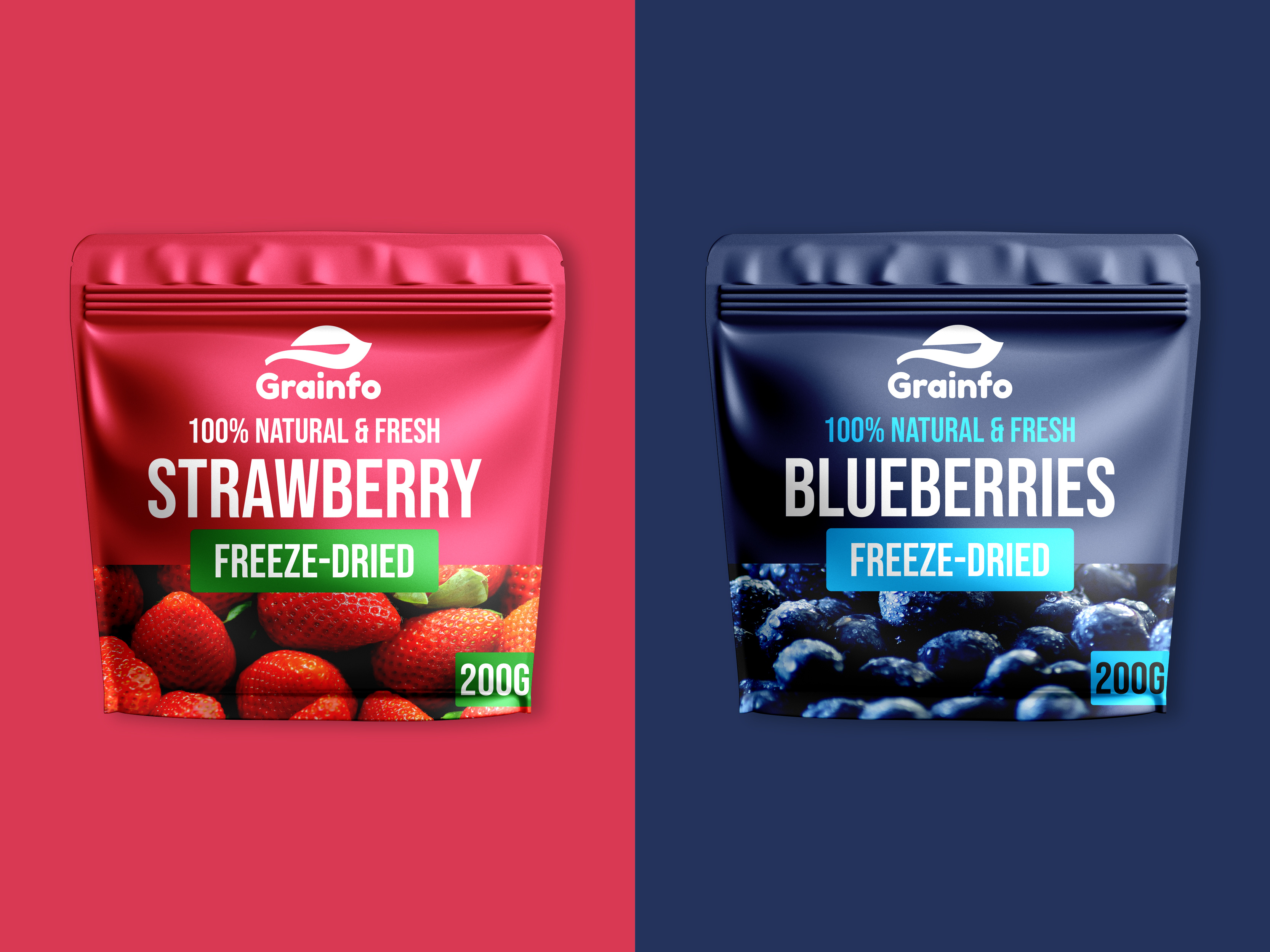Freeze-Dried Strawberry & Blueberries Packaging by Hadisur R