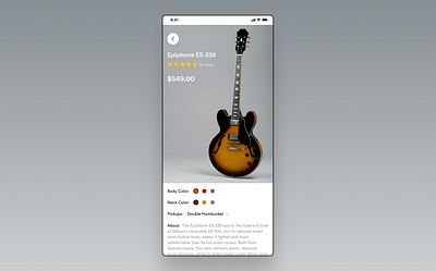 Daily UI 033 - Customize Product about app branding color daily dailyui design epiphone figma graphic design guitar icon illustration instrument logo music ui ux