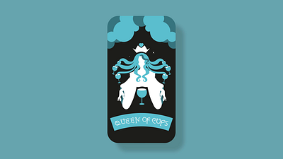 Queen of Cups Tarot Card design graphic design illustration motion motion graphics vector