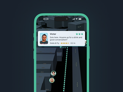 Drinking buddy finder concept dark map mobile navigation ui ux