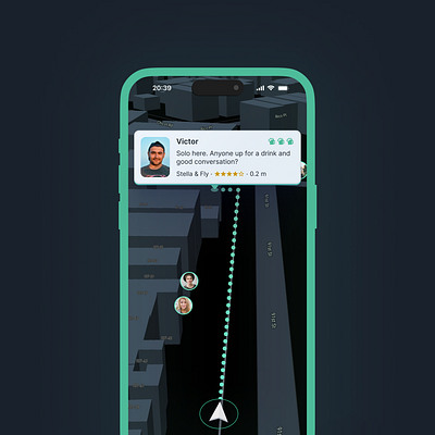 Drinking buddy finder concept dark map mobile navigation ui ux