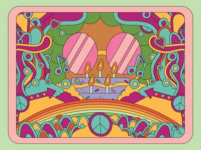 Groovy Birthday 60s 70s groovy hippie hippy illustration psychedelic retro seventies sixties trippy vector vintage