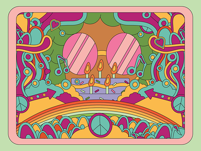 Groovy Birthday 60s 70s groovy hippie hippy illustration psychedelic retro seventies sixties trippy vector vintage