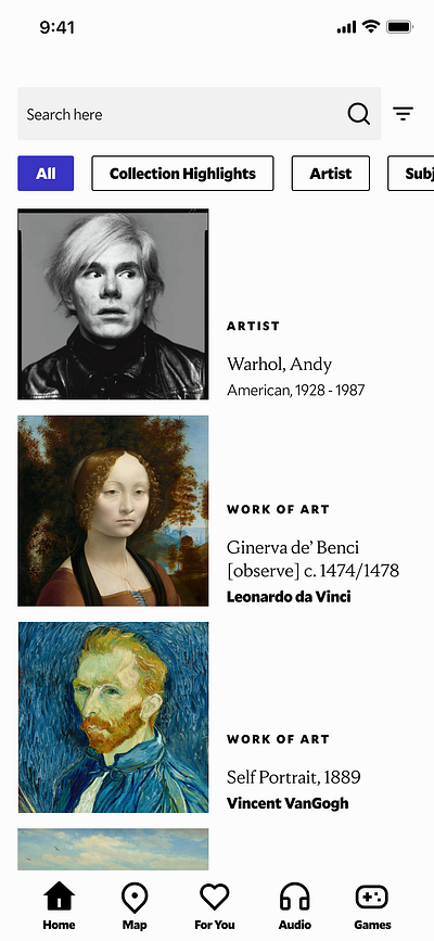 Art gallery UI - Search art gallery search art gallery ui art museum art museum search art museum ui museum ui national gallery of art redesign search bar ui