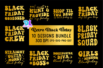 10 Black Friday Retro Bundle Svg bundle christmas design illustration logo retro sublimation svg