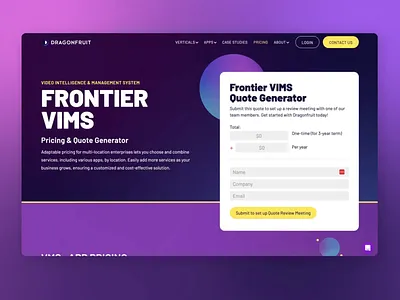 Dragonfruit AI Pricing Calculator engagement lead generation self serve web design