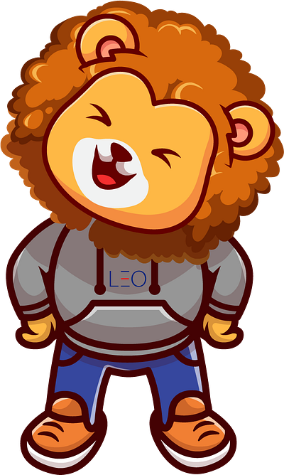 LEO branding character character design english class english learning classes illustration leo lion online learning