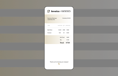Invoice. Daily UI. Day 46 dailyui dailyuichallenge invoice invoice design ui ui design uiux