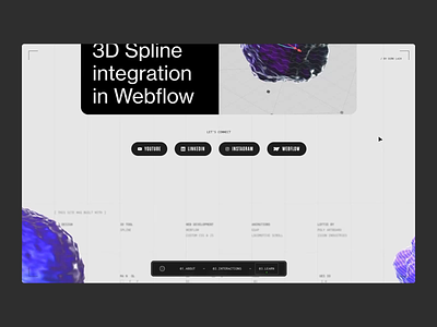 Three Dimensions (Footer) 3d animation design footer horizontal marquee spline typography webflow
