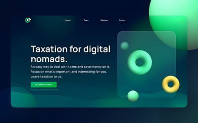 Taxarity Landing Design branding design glassmorphism green landing logo taxes ui ux web