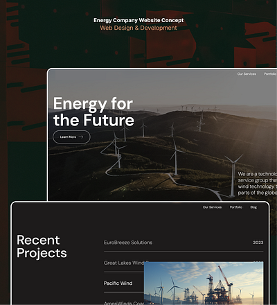 Energy Company Website Concept landingpage ui web design