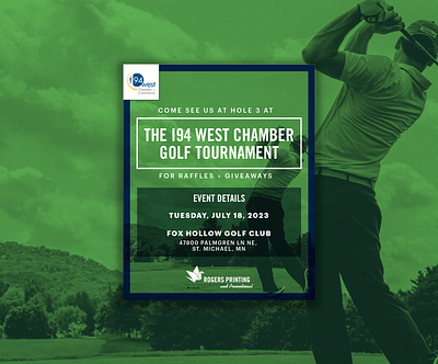 i94 Chamber Golf Tournament Raffle blue brand awareness digital duotone email blast email design golf graphic design green mailchimp social media campaign