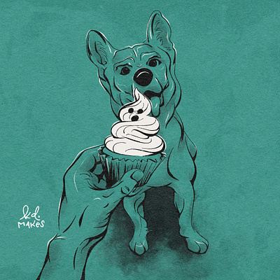Day 20 - Frost[ing] | Inktober 2023 autumn beg book challenge child cupcake cute dog fall frosting ghost illustration ink inktober kid lit october spooky texture