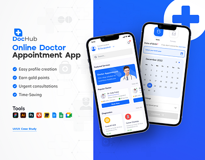 Doctor Appointment App | UI & UX Case Study abstract branding corporate creative design doctor illustration minimalist ui uidesign uiux ux