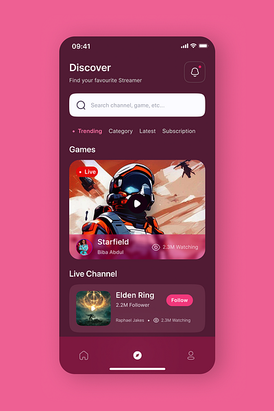 Online Mobile Live Streaming branding landing page mobile app ui