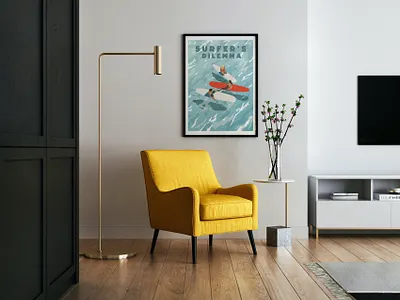 Illustration Surf - SURFER'S DILEMMA / WAITING MARINA adobe design graphic design graphism illustration illustrator surf vectoriel