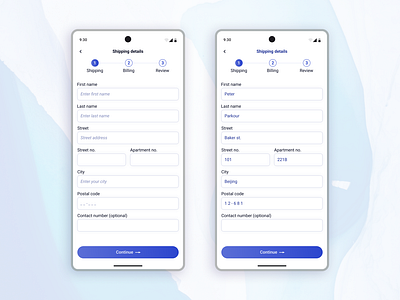 Shipping details screen daily ui form forms mobile shipping text fields ui ui design