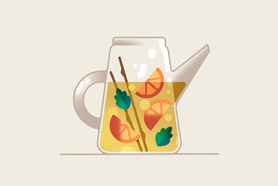 Iced tea ✴ with mint & oranges cute drink food illustration menu procreate simple snack sweet texture