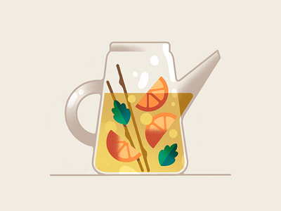 Iced tea ✴ with mint & oranges cute drink food illustration menu procreate simple snack sweet texture