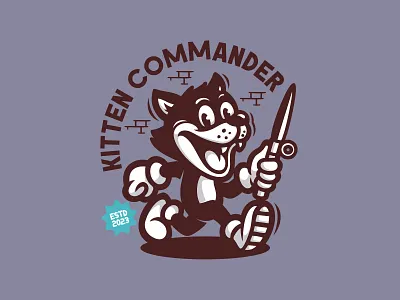 Kitten Commander Logo cartoon character design dog graphic design illustration kitten logo logodesign vector