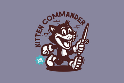 Kitten Commander Logo cartoon character design dog graphic design illustration kitten logo logodesign vector