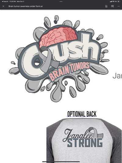 Crush Brain Tumors shirt design creative graphic design shirt design