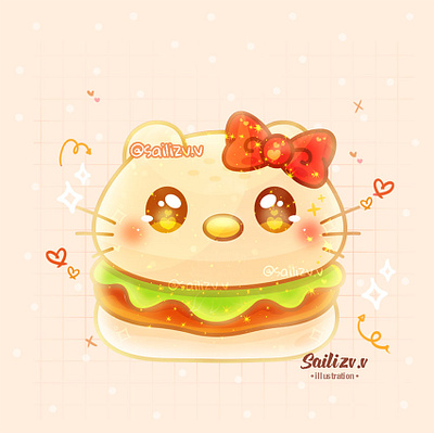 Burguer Hello Kitty by sailizv.v adorable adorable lovely artwork concept creative cute art design digitalart illustration